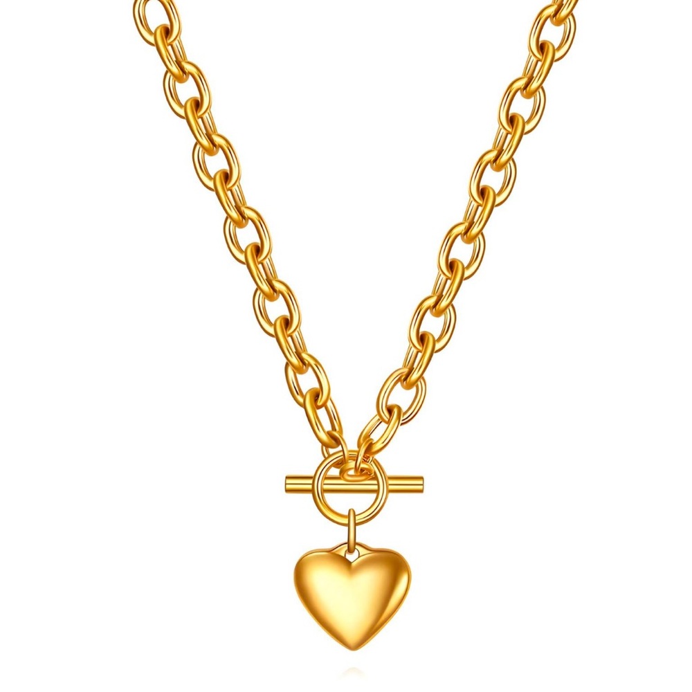 Gold Heart Pendant Necklace